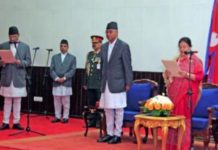 राष्ट्रपतिद्दारा नवनियुक्त मन्त्रीहरुलाई पद तथ गोपनीयताको सपथ